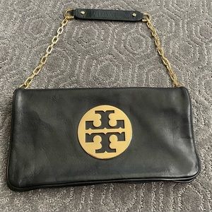 Black Tory Burch shoulder clutch, EUC
